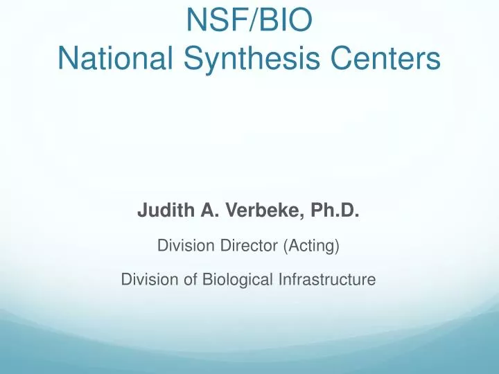 nsf bio national synthesis centers