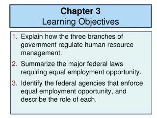 Chapter 3 Learning Objectives