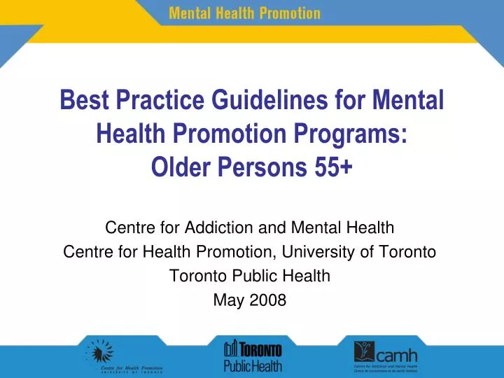 best practice guidelines for mental health promotion programs older persons 55