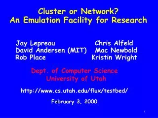 Cluster or Network? An Emulation Facility for Research