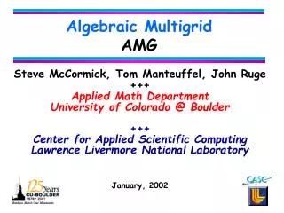 Algebraic Multigrid AMG