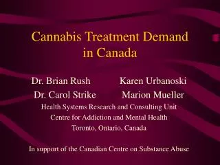 Cannabis Treatment Demand in Canada