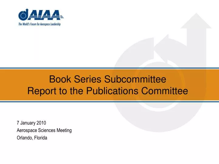 book series subcommittee report to the publications committee