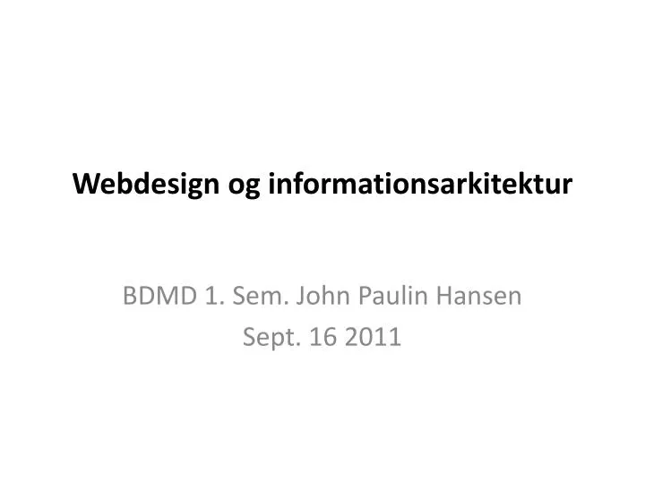 webdesign og informationsarkitektur