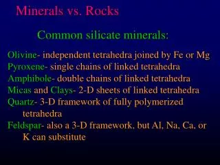 Minerals vs. Rocks