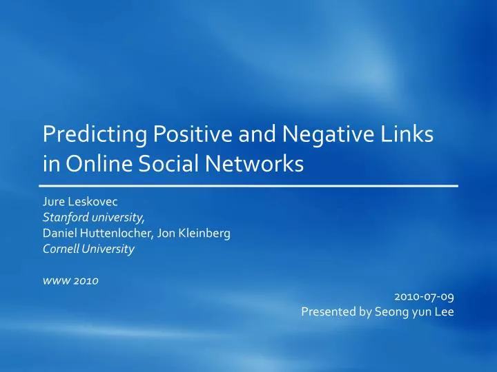 predicting positive and negative links in online social networks