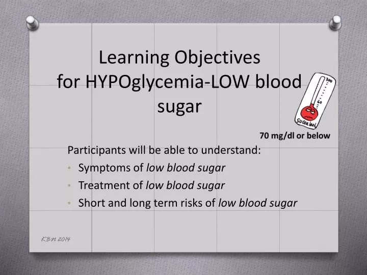 learning objectives for hypoglycemia low blood sugar