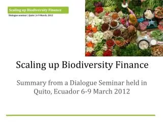 Scaling up Biodiversity Finance