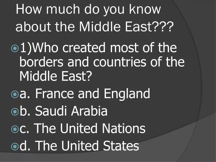 how much do you know about the middle east