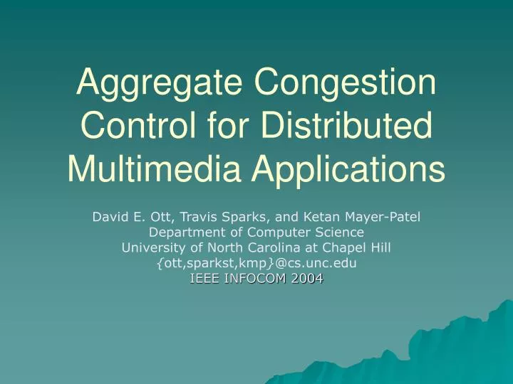 aggregate congestion control for distributed multimedia applications