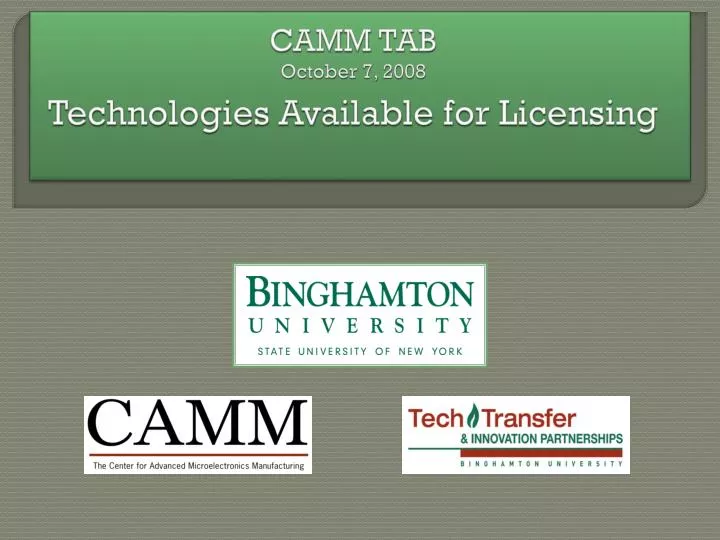 camm tab october 7 2008 technologies available for licensing