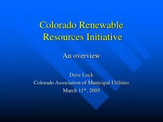 Colorado Renewable Resources Initiative