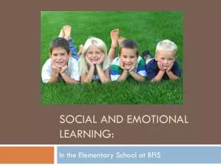 Social and Emotional Learning :