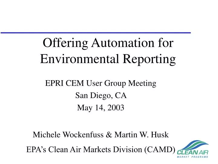 offering automation for environmental reporting