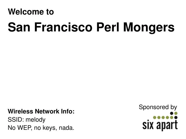 welcome to san francisco perl mongers