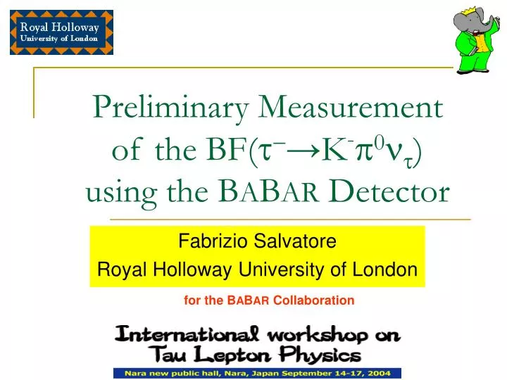 preliminary measurement of the bf t k p 0 n t using the b a b ar detector