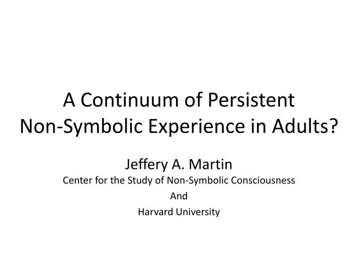 a continuum of persistent non symbolic experience in adults