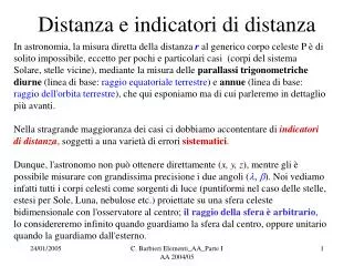 distanza e indicatori di distanza