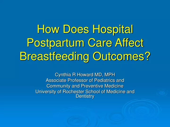 how does hospital postpartum care affect breastfeeding outcomes