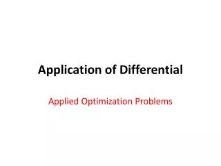 Application of Differential