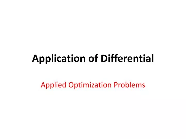 application of differential