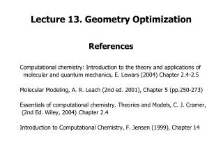 Lecture 13. Geometry Optimization