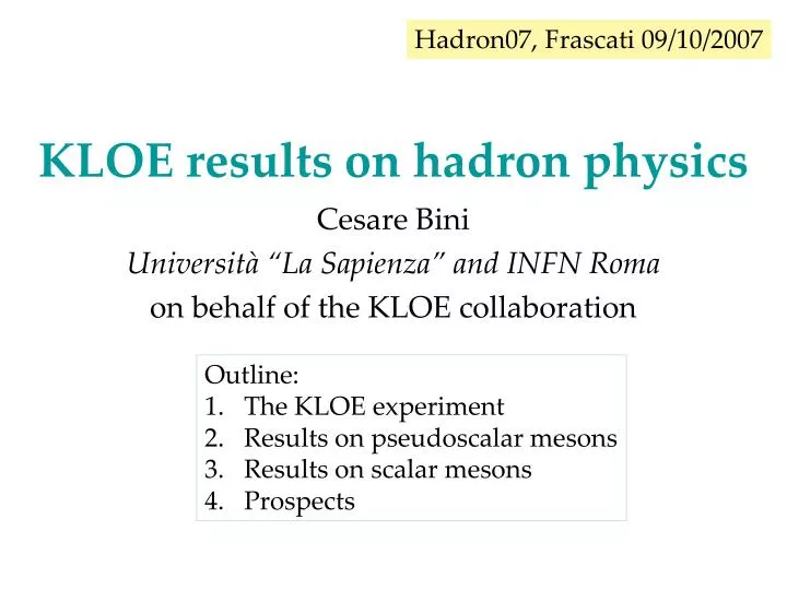 kloe results on hadron physics