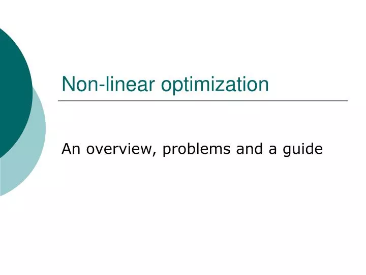 non linear optimization