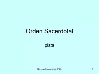 orden sacerdotal