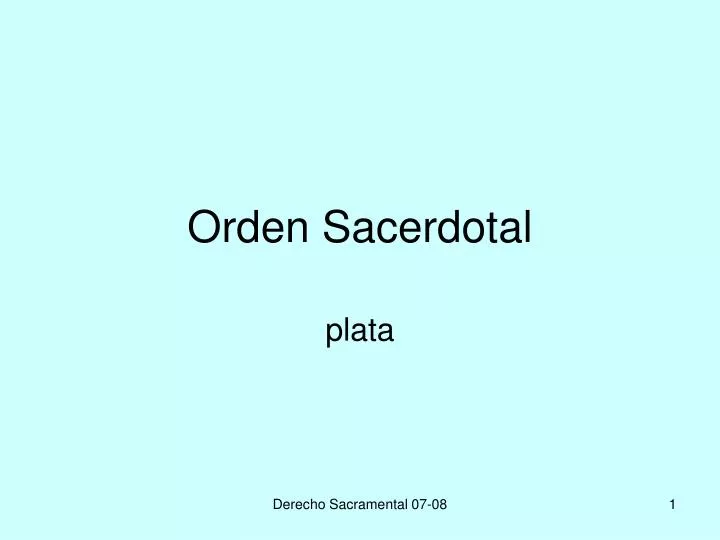 orden sacerdotal