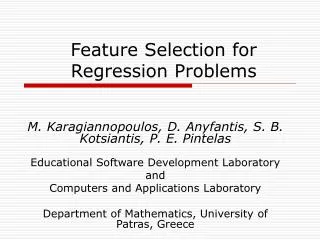 Feature Selection for Regression Problems