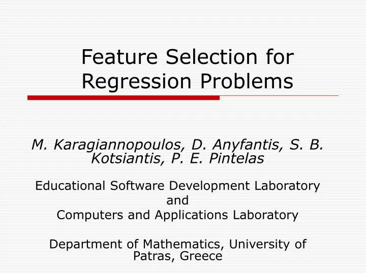 feature selection for regression problems