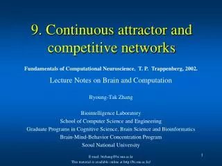 9. Continuous attractor and competitive networks