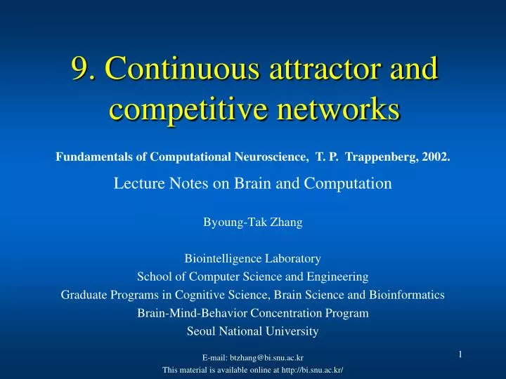 9 continuous attractor and competitive networks