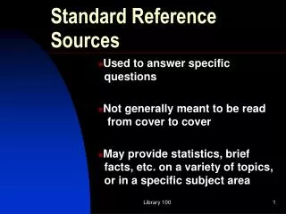 Standard Reference Sources