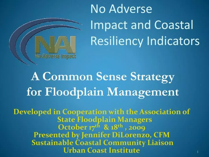 no adverse impact and coastal resiliency indicators