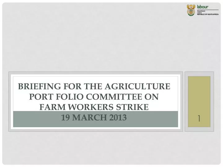 briefing for the agriculture port folio committee on farm workers strike 19 march 2013
