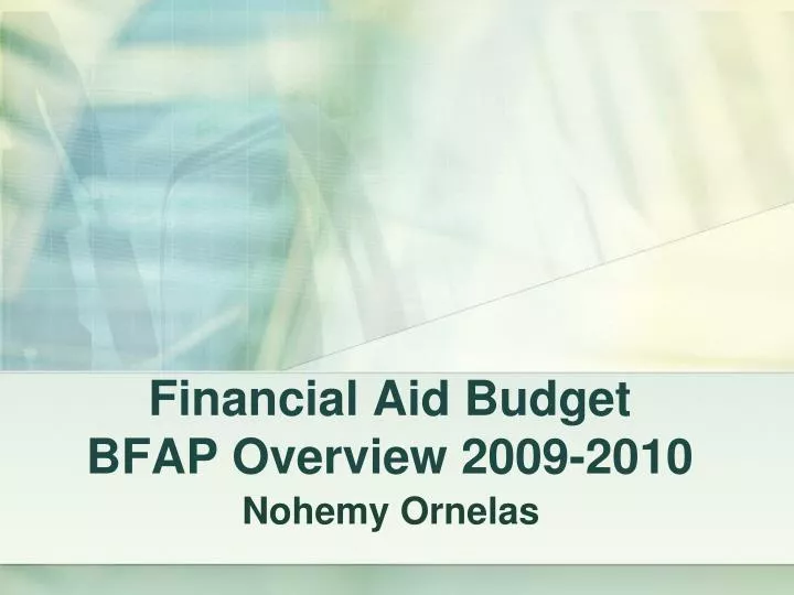 financial aid budget bfap overview 2009 2010