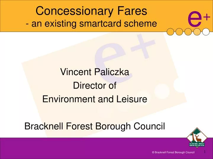 concessionary fares an existing smartcard scheme