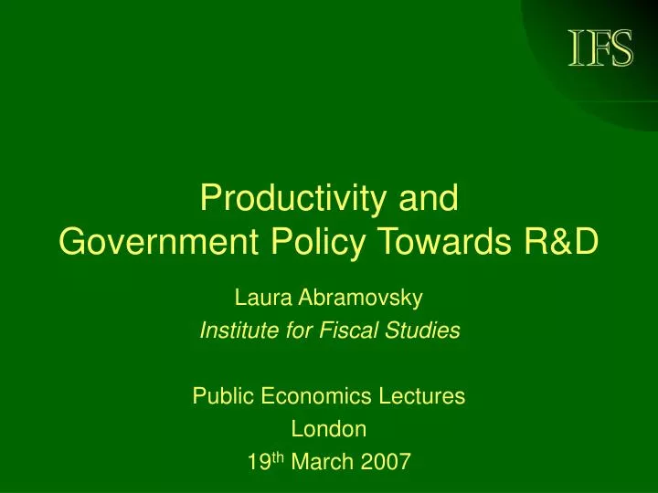 productivity and government policy towards r d