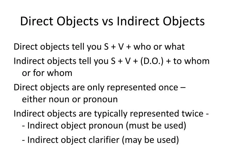 direct objects vs indirect objects