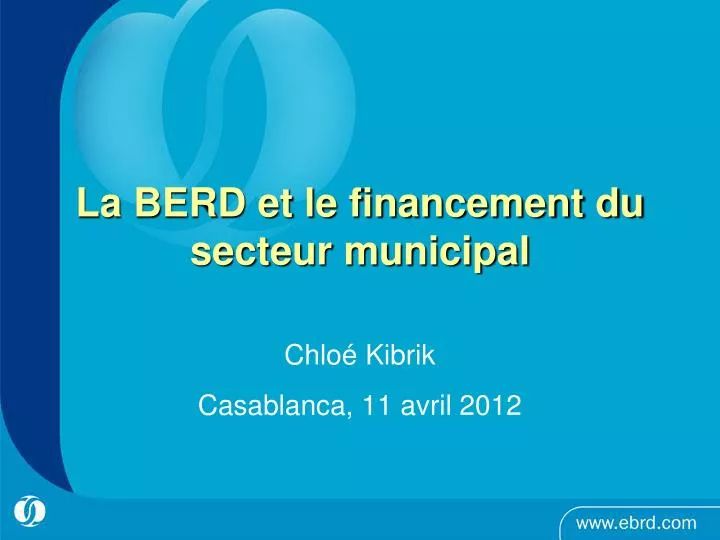 la berd et le financement du secteur municipal