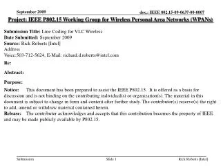 Project: IEEE P802.15 Working Group for Wireless Personal Area Networks (WPANs)