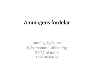 amningens f rdelar