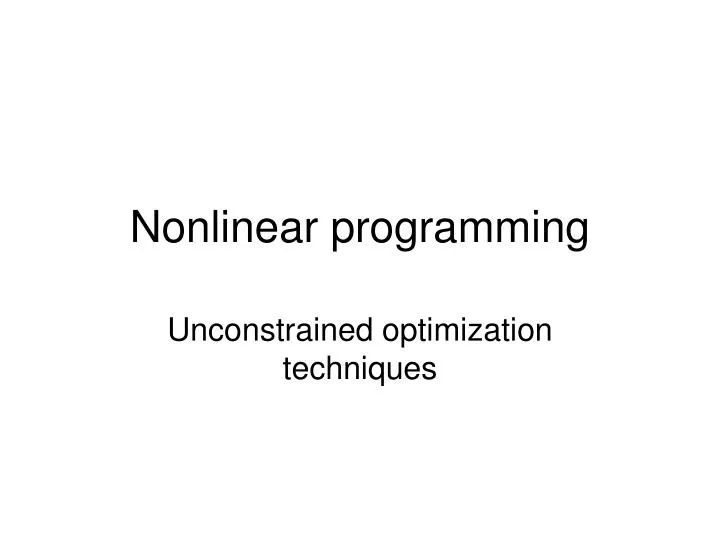 nonlinear programming