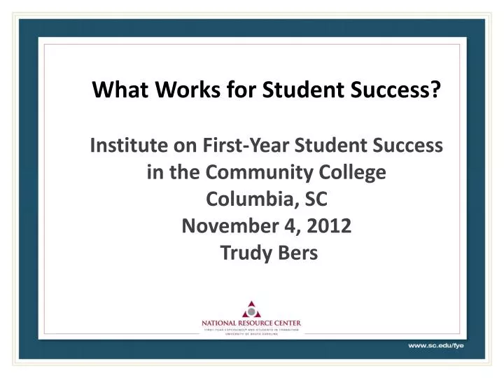 what works for student success