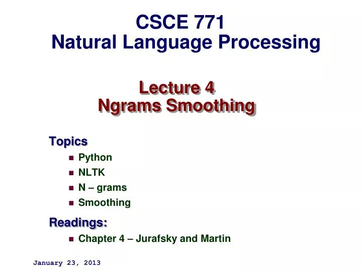 lecture 4 ngrams smoothing