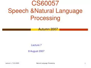 CS60057 Speech &amp;Natural Language Processing