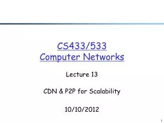 CS433/533 Computer Networks