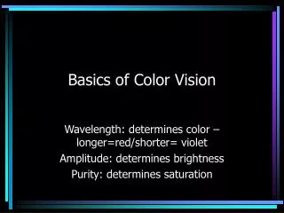 Basics of Color Vision